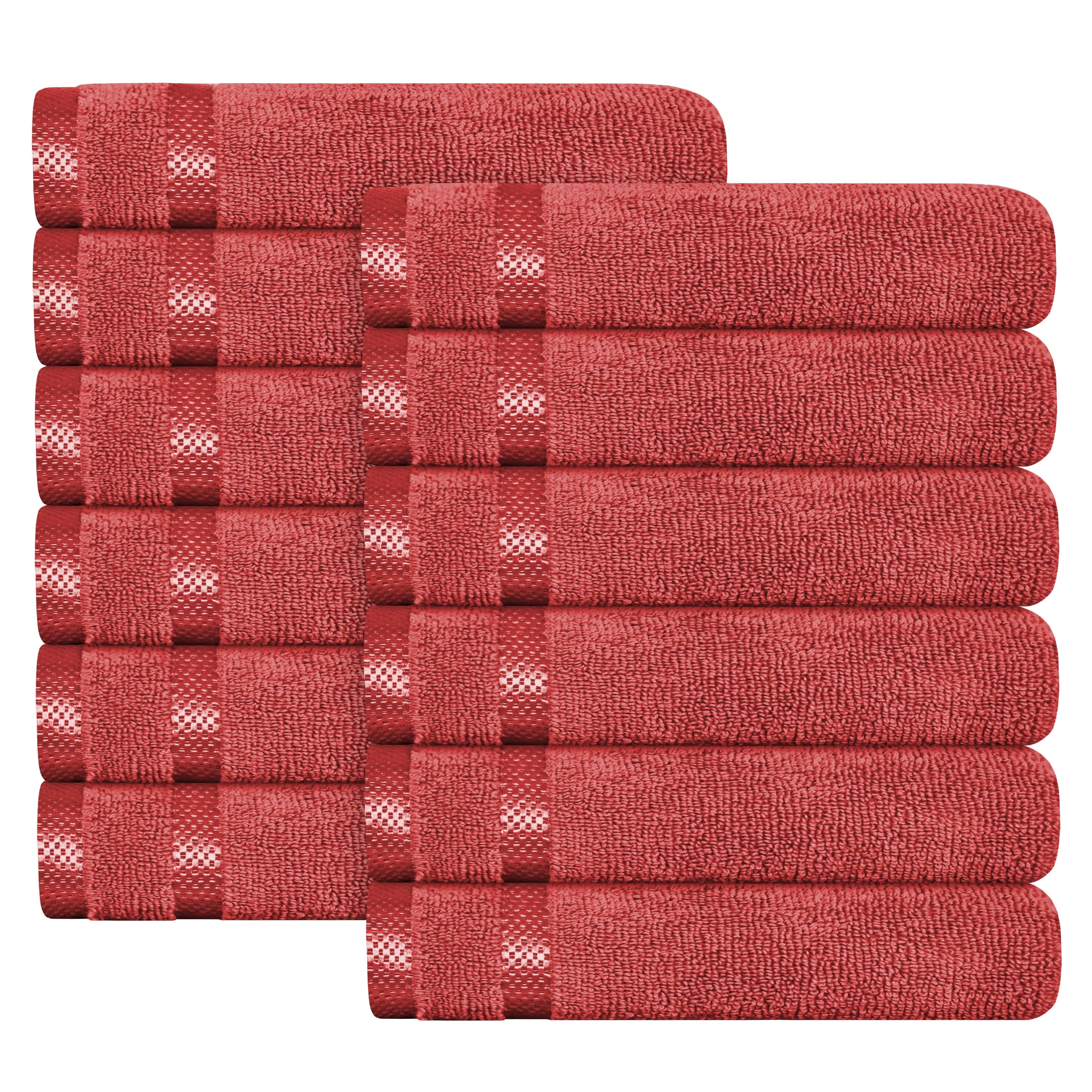 Belmont Viscose Stripe Red Towels 100% Cotton Hotel Quality Super Absorbent 10 Piece Bale Set, 4 Hand Towel & 12 Face Cloths by OLIVIA ROCCO