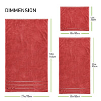 Belmont Viscose Stripe Red Towels 100% Cotton Hotel Quality Super Absorbent 10 Piece Bale Set, 4 Hand Towel & 12 Face Cloths by OLIVIA ROCCO