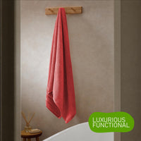 Belmont Viscose Stripe Red Towels 100% Cotton Hotel Quality Super Absorbent 10 Piece Bale Set, 4 Hand Towel & 12 Face Cloths by OLIVIA ROCCO