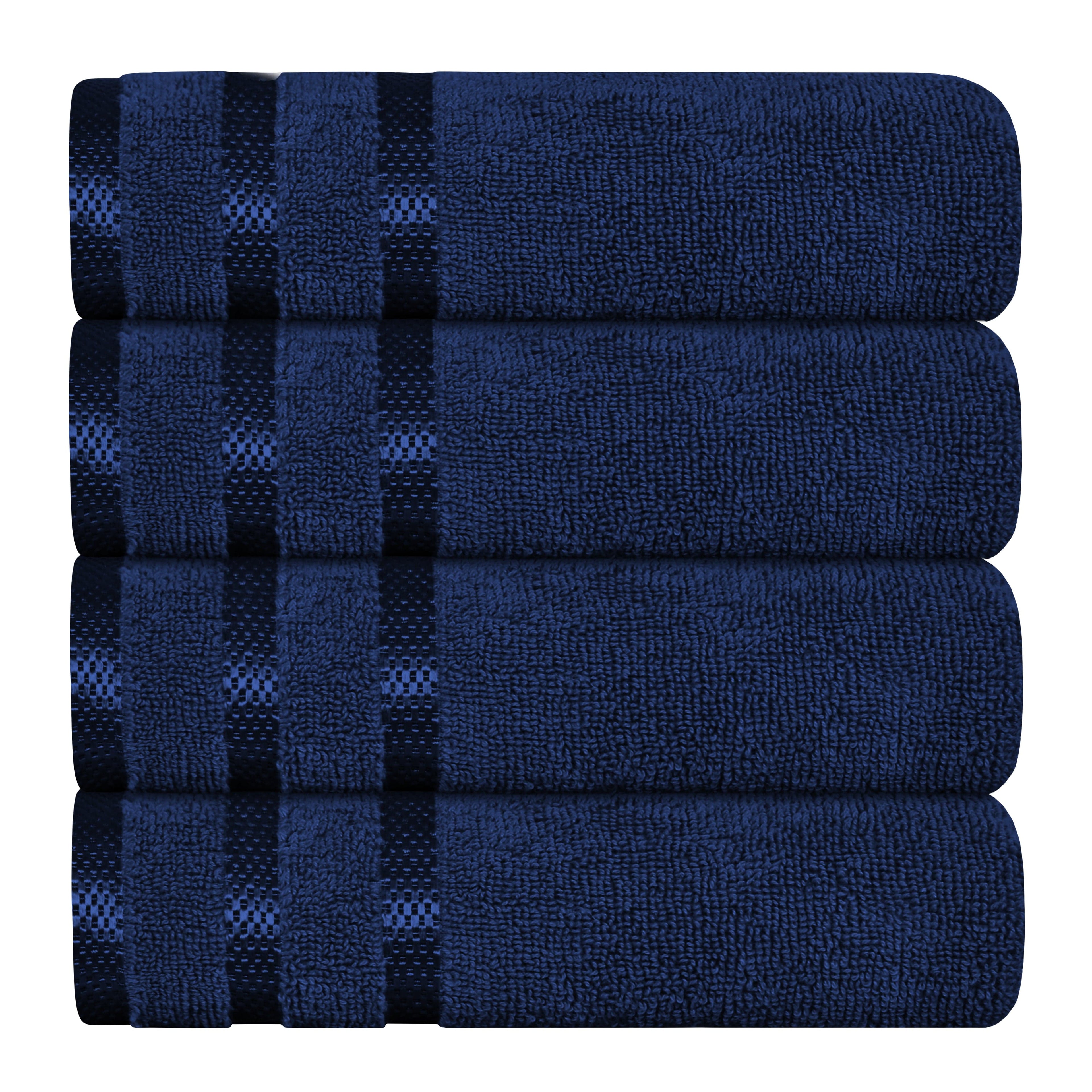 Belmont Viscose Stripe Royal Blue Towels 100% Cotton Hotel Quality Super Absorbent 10 Piece Bale Set, 4 Hand Towel & 12 Face Cloths by OLIVIA ROCCO
