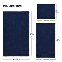 Belmont Viscose Stripe Royal Blue Towels 100% Cotton Hotel Quality Super Absorbent 10 Piece Bale Set, 4 Hand Towel & 12 Face Cloths by OLIVIA ROCCO