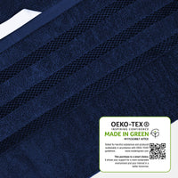 Belmont Viscose Stripe Royal Blue Towels 100% Cotton Hotel Quality Super Absorbent 10 Piece Bale Set, 4 Hand Towel & 12 Face Cloths by OLIVIA ROCCO