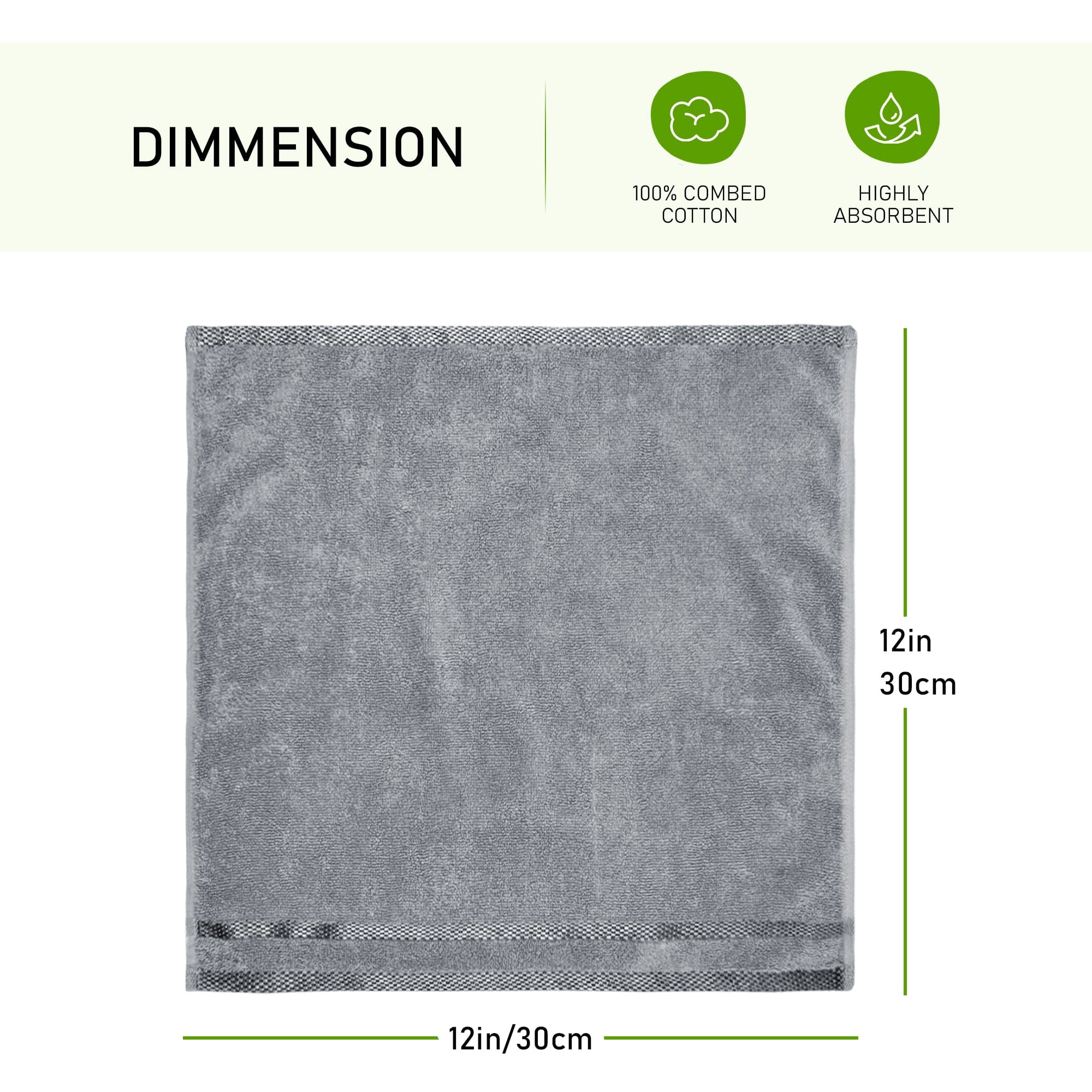 Belmont Viscose Stripe Silver Towels 100% Cotton Hotel Quality Super Absorbent 10 Piece Bale Set, 4 Hand Towel & 12 Face Cloths by OLIVIA ROCCO