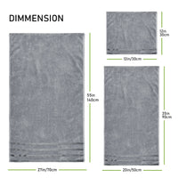 Belmont Viscose Stripe Silver Towels 100% Cotton Hotel Quality Super Absorbent 10 Piece Bale Set, 4 Hand Towel & 12 Face Cloths by OLIVIA ROCCO