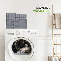 Belmont Viscose Stripe Silver Towels 100% Cotton Hotel Quality Super Absorbent 10 Piece Bale Set, 4 Hand Towel & 12 Face Cloths by OLIVIA ROCCO