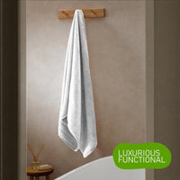 Belmont Viscose Stripe White Towels 100% Cotton Hotel Quality Super Absorbent 10 Piece Bale Set, 4 Hand Towel & 12 Face Cloths by OLIVIA ROCCO