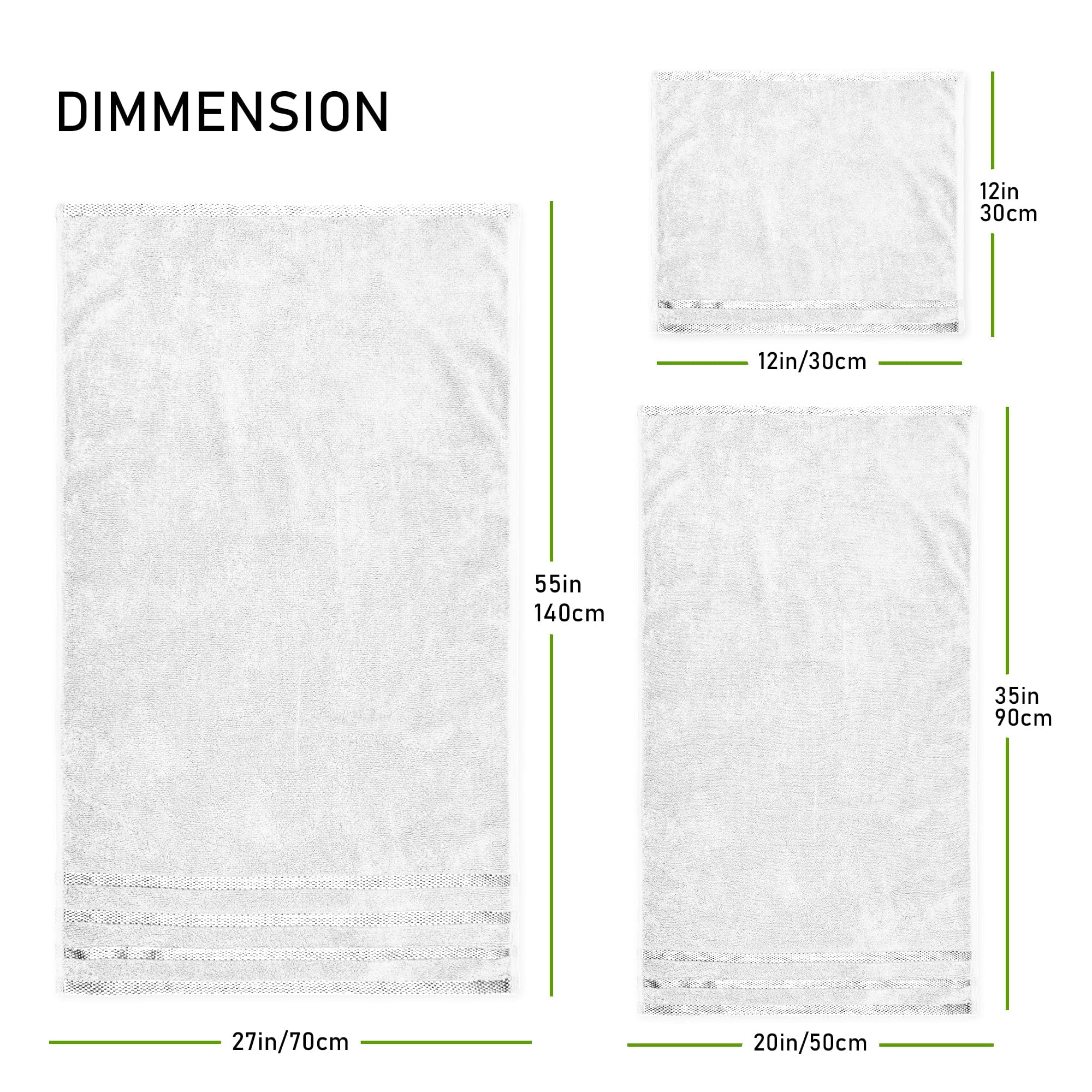 Belmont Viscose Stripe White Towels 100% Cotton Hotel Quality Super Absorbent 10 Piece Bale Set, 4 Hand Towel & 12 Face Cloths by OLIVIA ROCCO