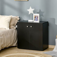 Storage Cabinet With Two Shelves Wooden Sideboard Freestanding Kitchen Cupboard Bookcase Black