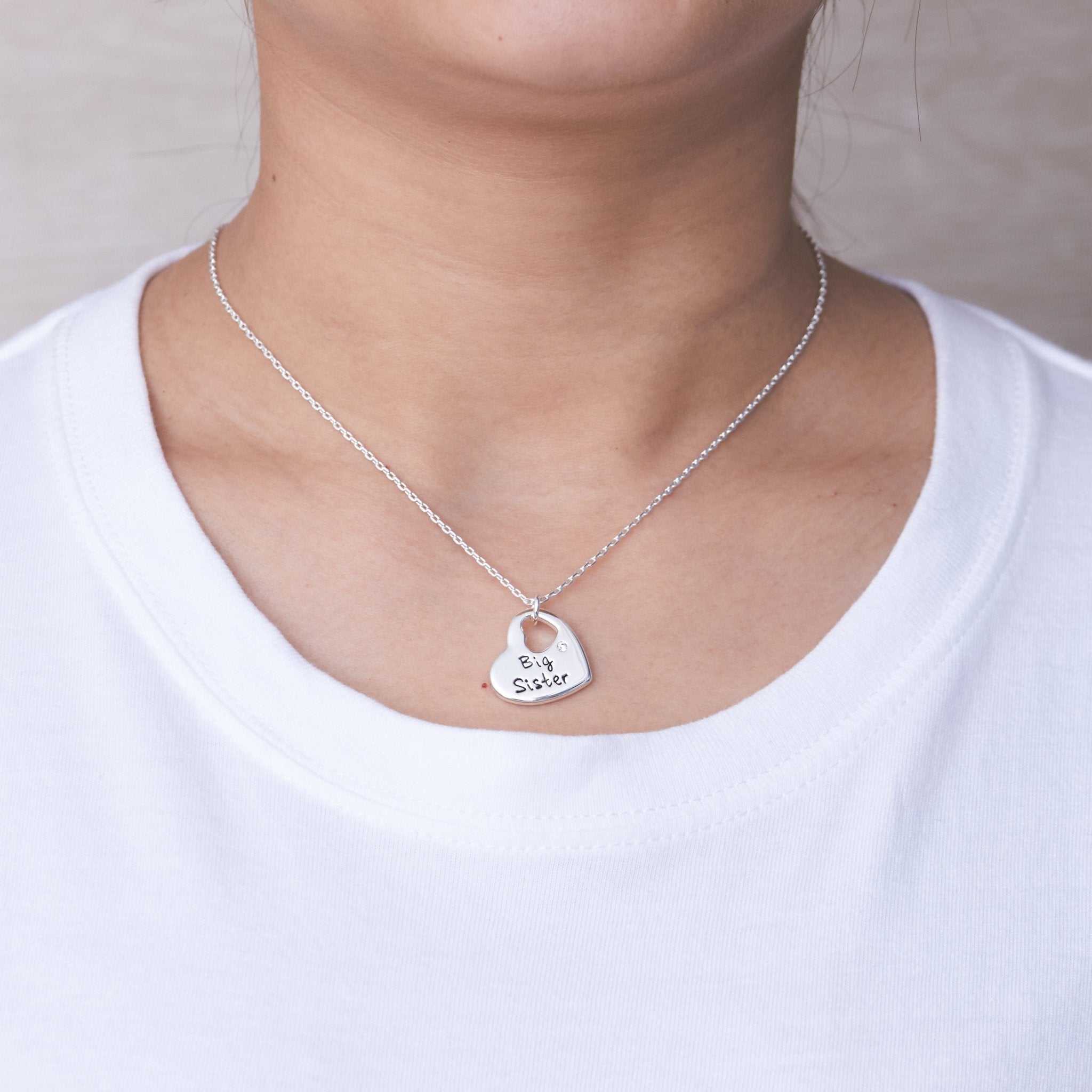 Big Sister Heart Necklace Created with Zircondia® Crystals