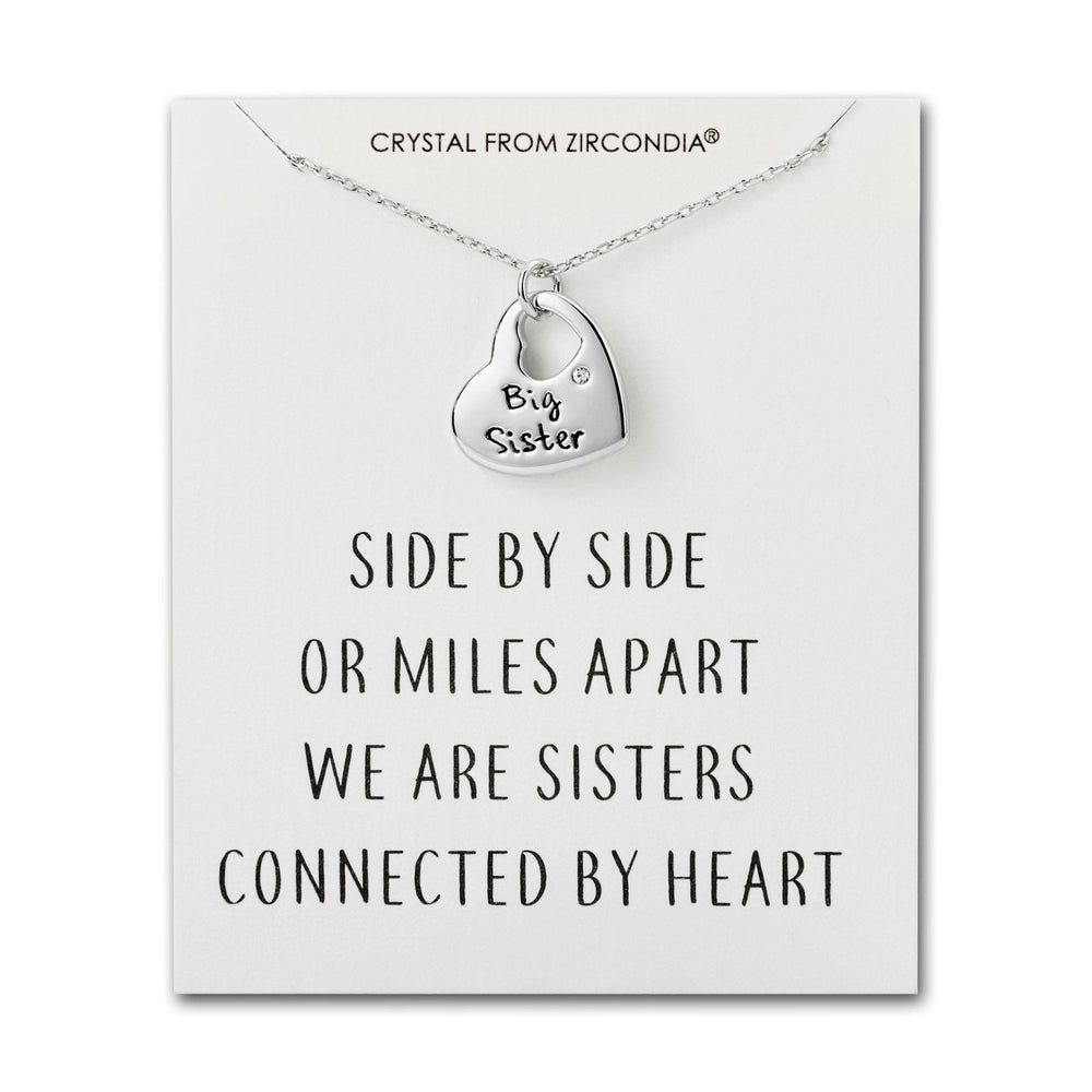 Big Sister Heart Necklace with Quote Card Created with Zircondia® Crystals