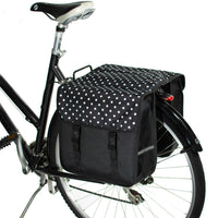 BikyBag Classic - Bicycle Double Pannier Bag (White Polka Dots)