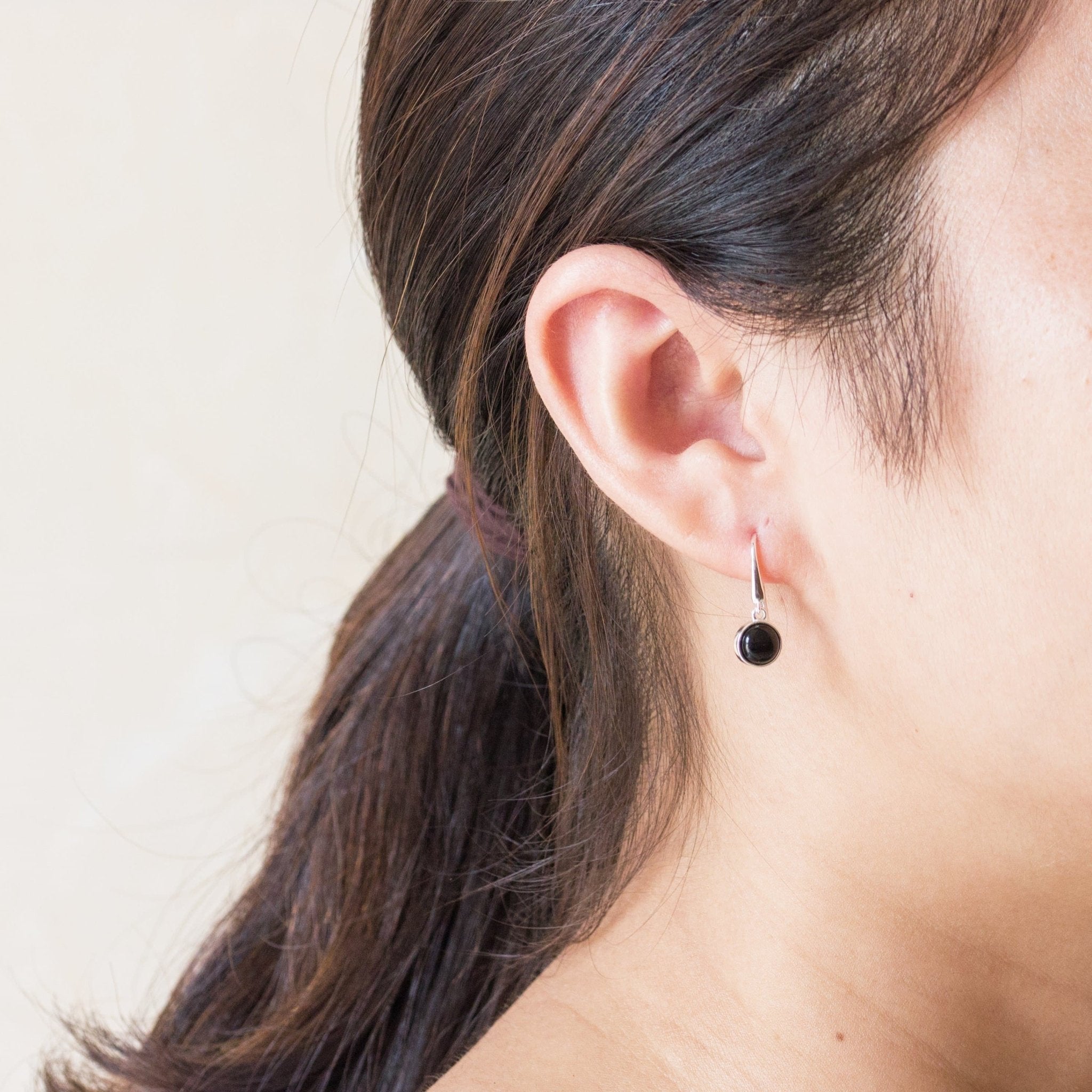 Black Onyx Drop Earrings with Quote Card