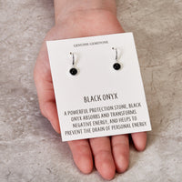 Black Onyx Drop Earrings with Quote Card