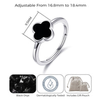 Black Onyx Gemstone Adjustable Clover Ring