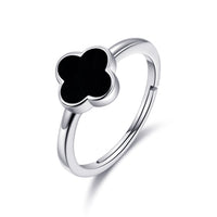 Black Onyx Gemstone Adjustable Clover Ring