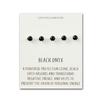 Black Onyx Gemstone Bracelet with Quote Card
