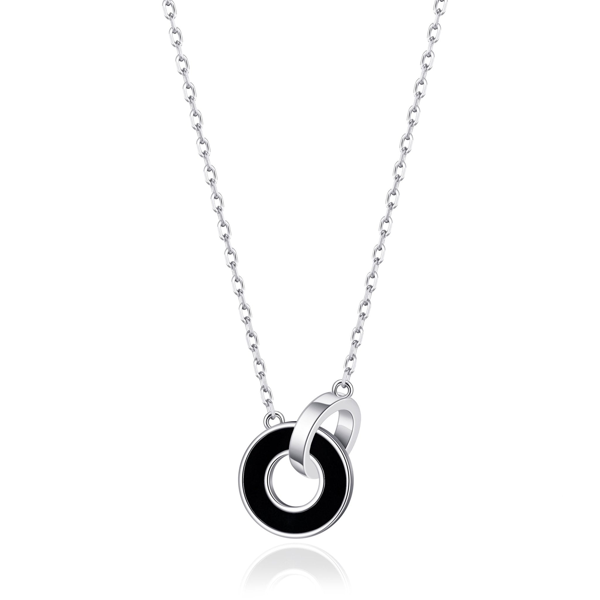 Black Onyx Gemstone Circle Link Necklace