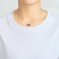 Black Onyx Gemstone Circle Link Necklace