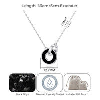 Black Onyx Gemstone Circle Link Necklace