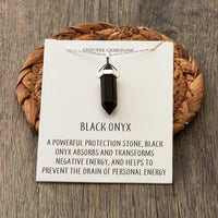 Black Onyx Gemstone Necklace with Quote Card