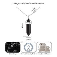 Black Onyx Gemstone Necklace with Quote Card