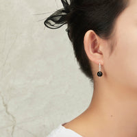 Black Onyx Gemstone Round Drop Earrings with Quote Card