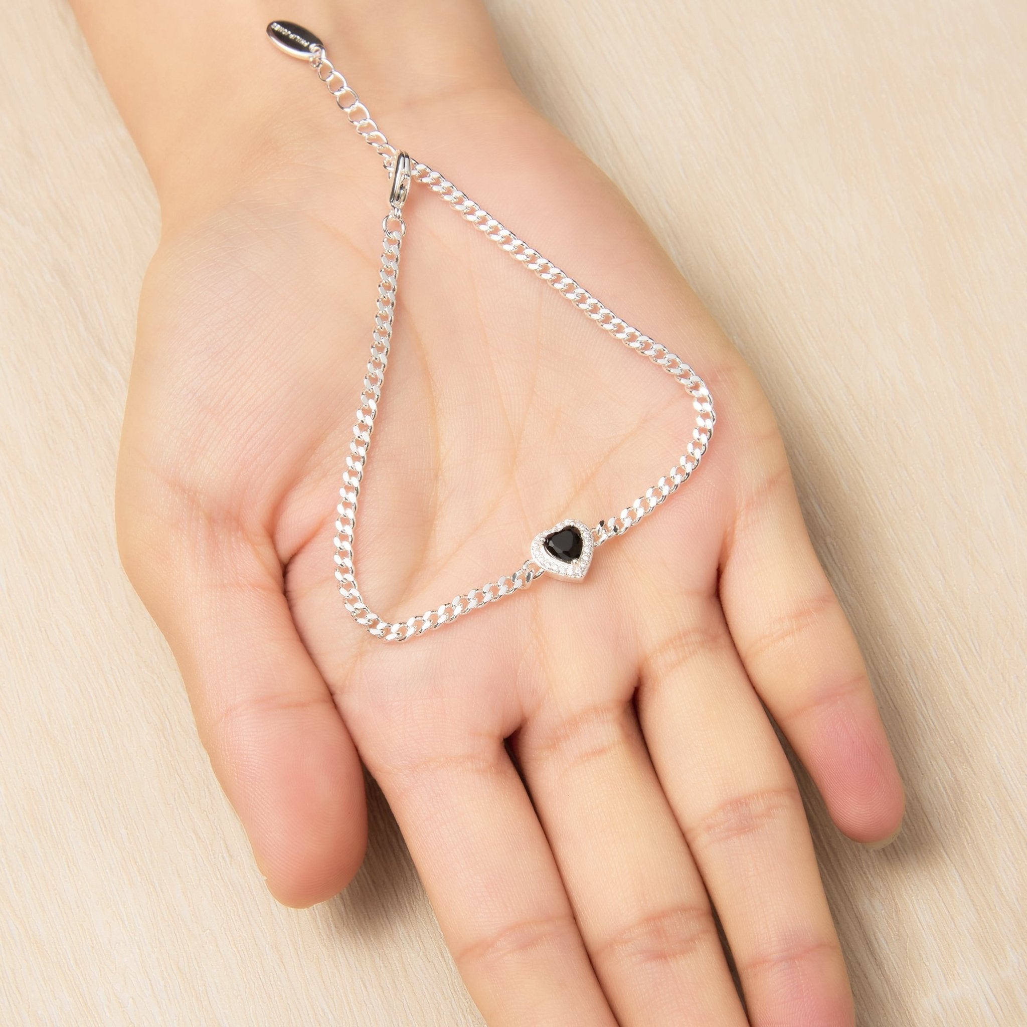 Black Onyx Heart Gemstone Bracelet with Quote Card Created with Zircondia® Crystals