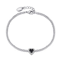 Black Onyx Heart Gemstone Bracelet Created with Zircondia® Crystals