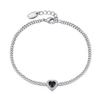 Black Onyx Heart Gemstone Bracelet with Quote Card Created with Zircondia® Crystals