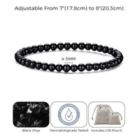 Black Onyx Mini Beaded Gemstone Stretch Bracelet