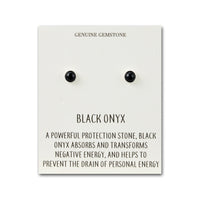 Black Onyx Stud Earrings with Quote Card