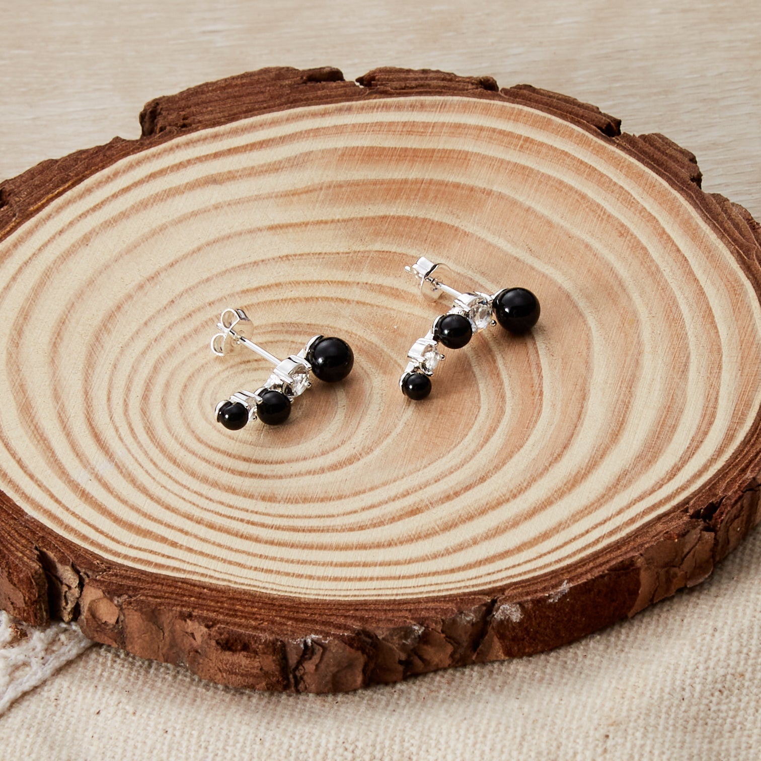 Black Pearl Climber Earrings Created with Zircondia® Crystals