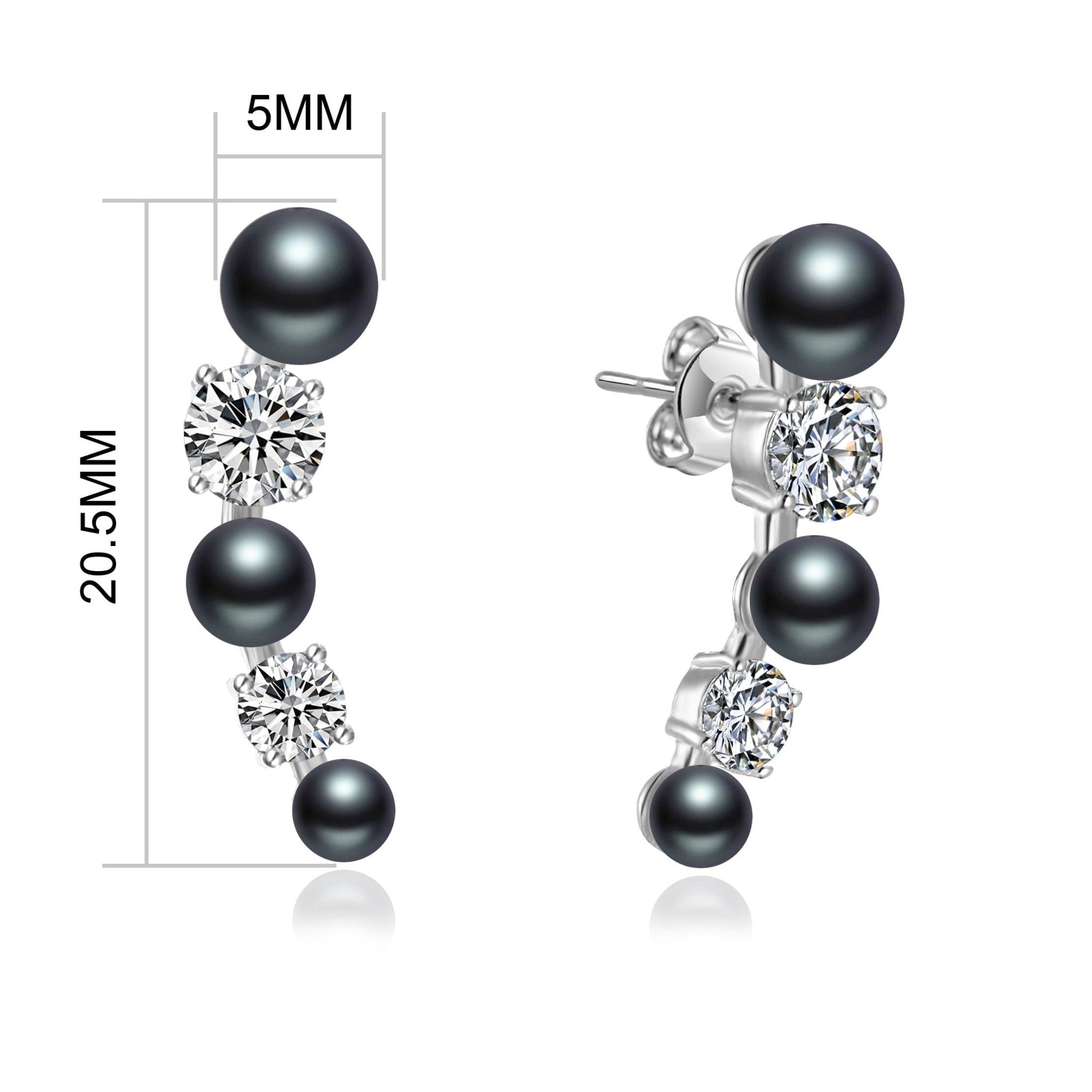 Black Pearl Climber Earrings Created with Zircondia® Crystals