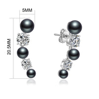 Black Pearl Climber Earrings Created with Zircondia® Crystals