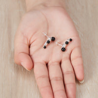 Black Pearl Climber Earrings Created with Zircondia® Crystals