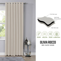 Blackout Natural Eyelet Curtains Thermal Ring Top Window Treatment for Living Room & Bedroom by OLIVIA ROCCO