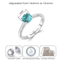 Blue Adjustable Crystal Ring Created with Zircondia® Crystals