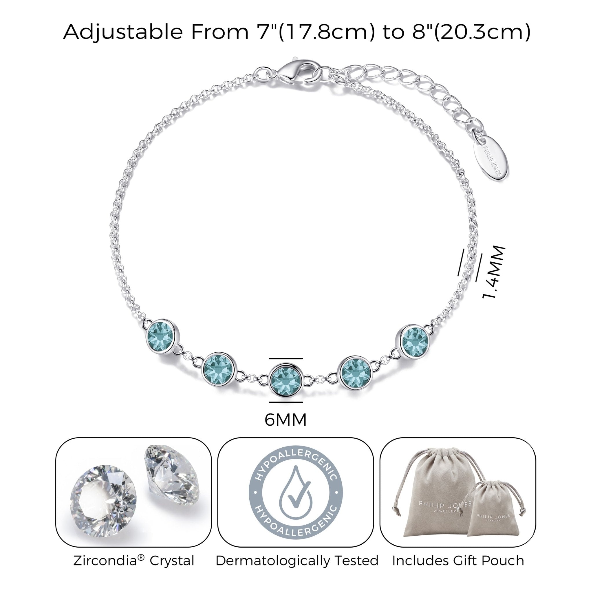 Blue Crystal Chain Bracelet Created with Zircondia® Crystals