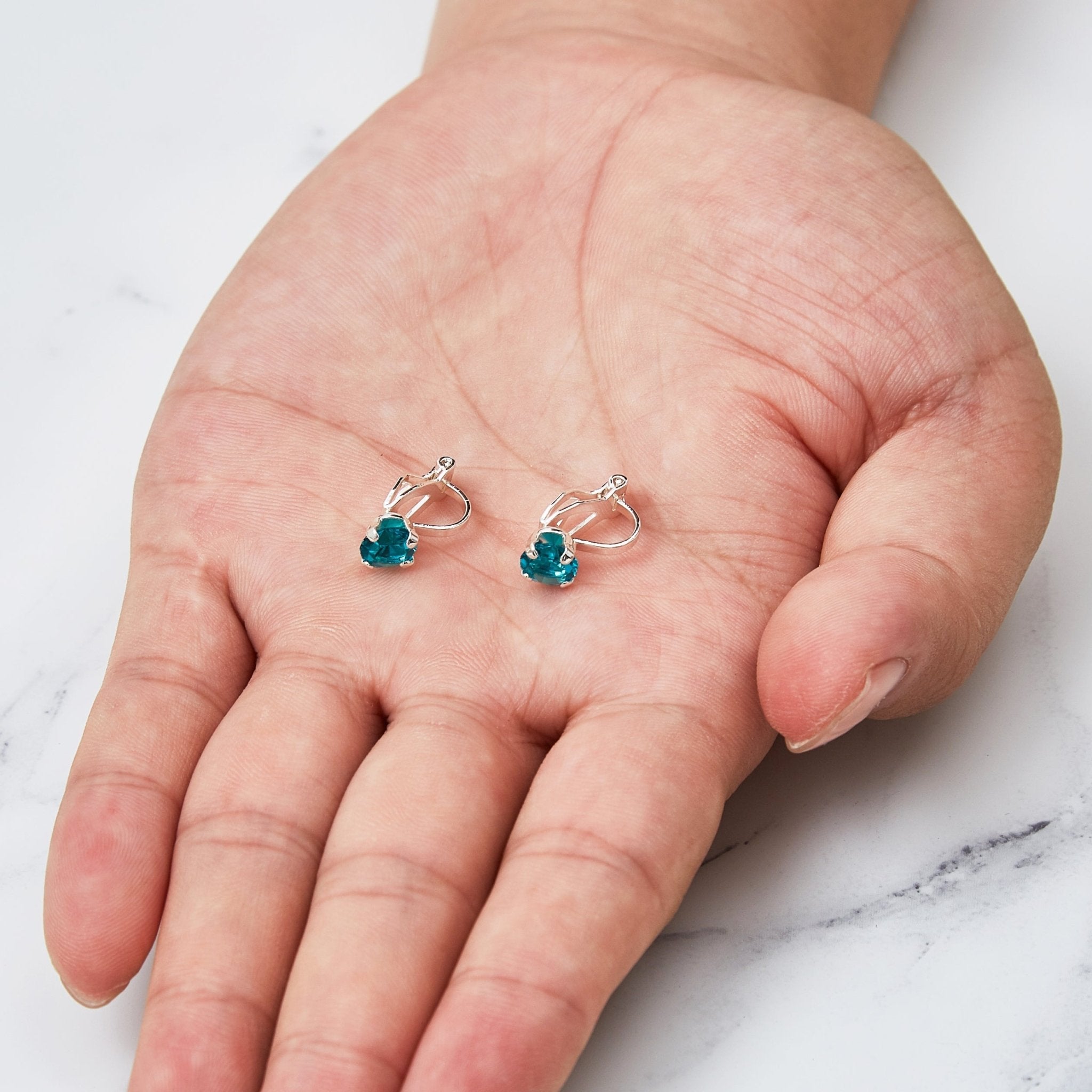 Blue Crystal Clip On Earrings Created with Zircondia® Crystals