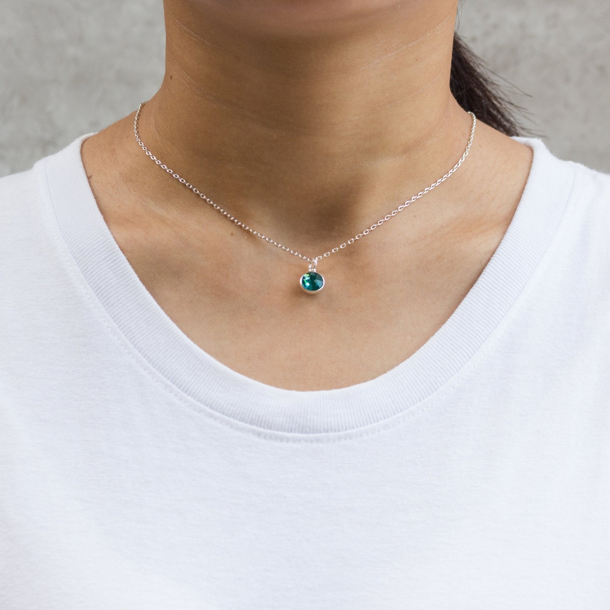 Blue Crystal Necklace Created with Zircondia® Crystals