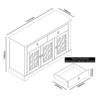 Honition Large Sideboard Grey 3 Doors 4 Shelves 2 Drawers