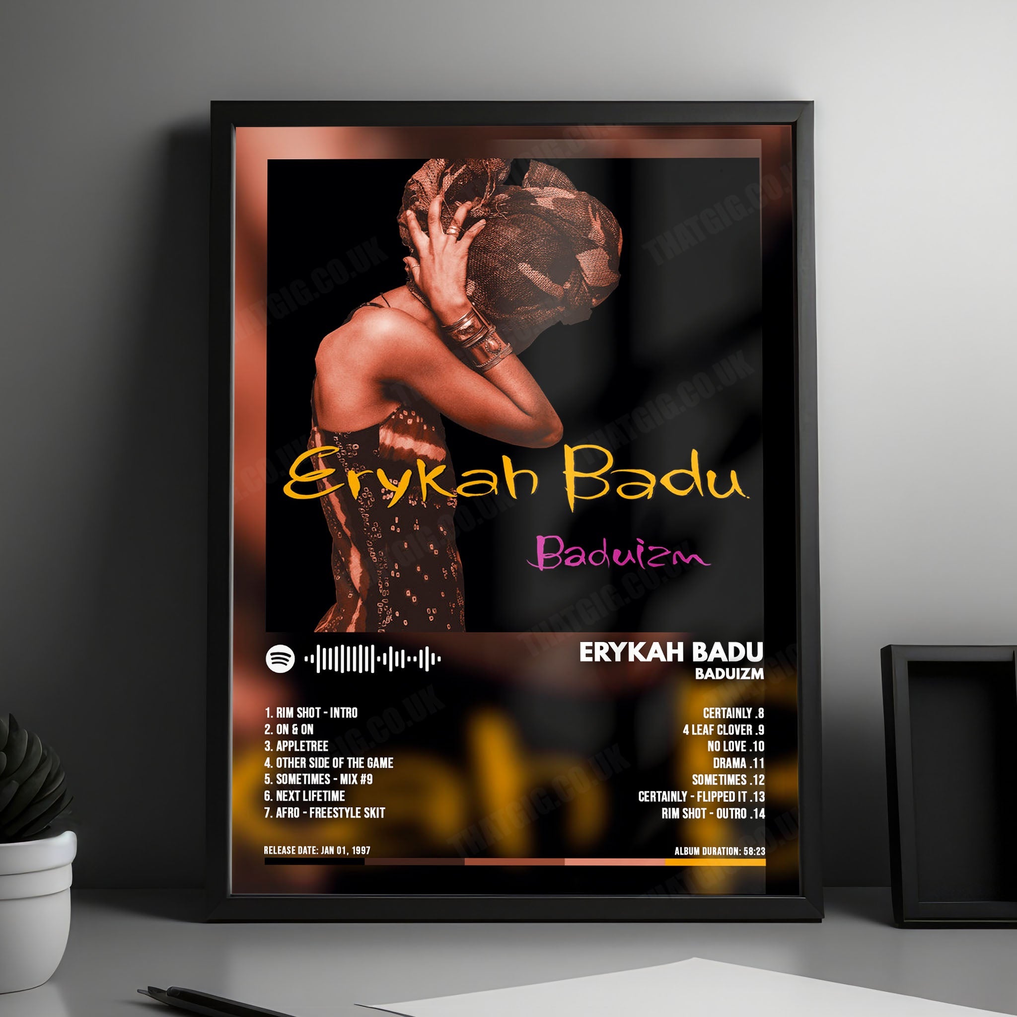 Erykah Badu "Baduizm  " Album Cover Poster - with Complete Tracklist