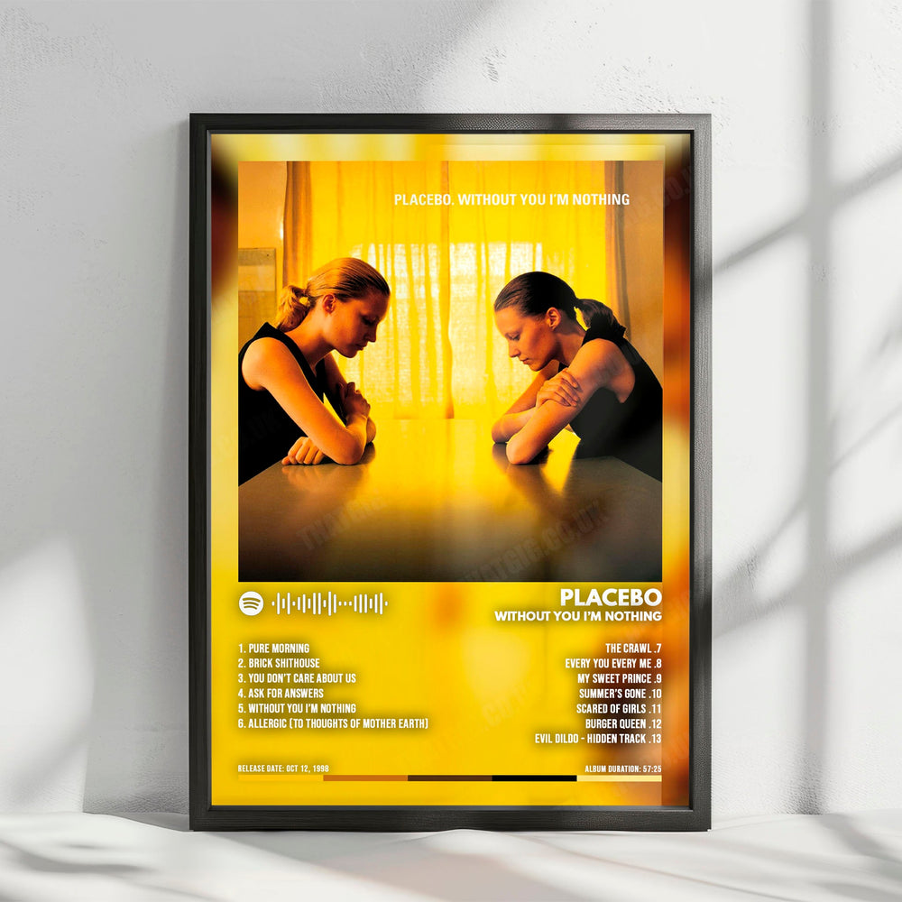 Placebo "Without You I'm Nothing" Album Cover Poster - with Complete Tracklist