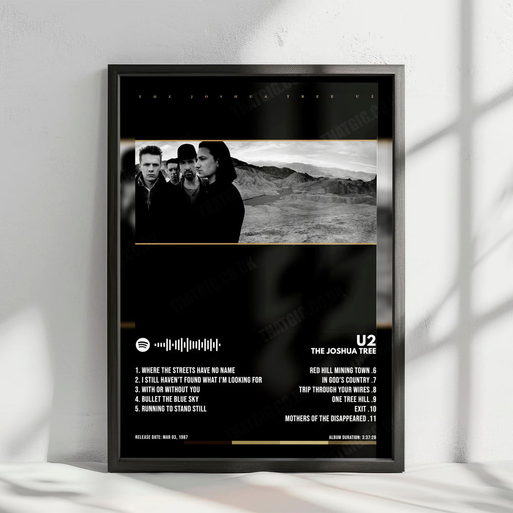 U2 "The Joshua Tree" Album Cover Poster - with Complete Tracklist