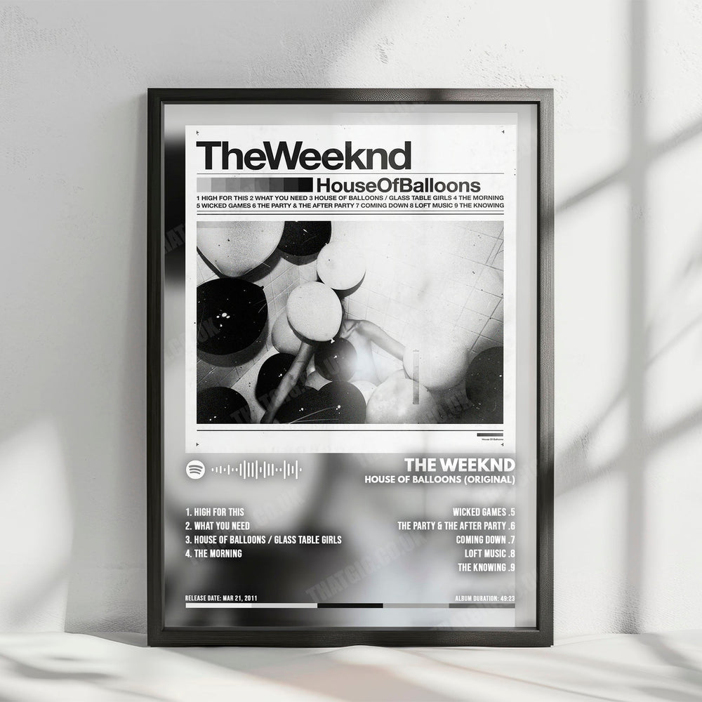 The Weeknd "House of Balloons" Album Cover Poster - with Complete Tracklist