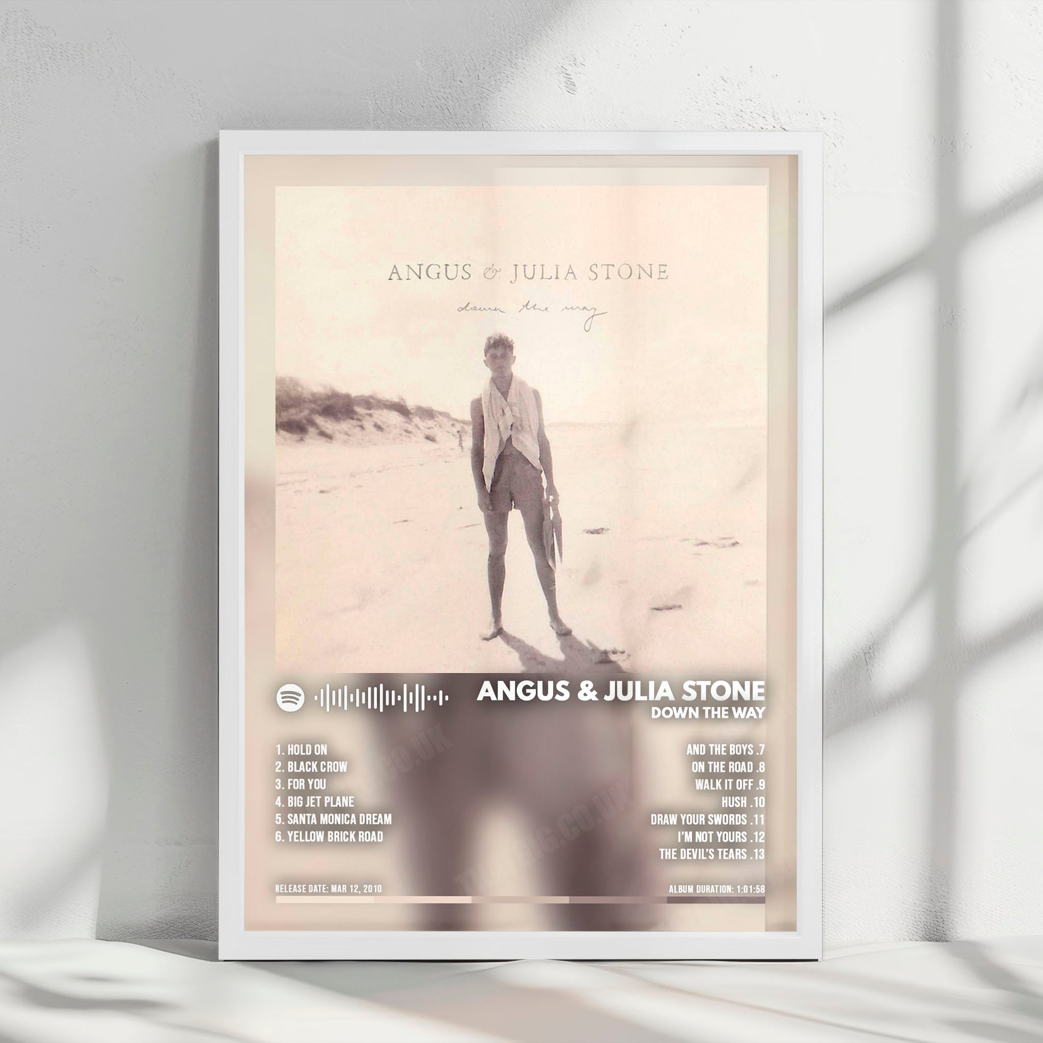Angus & Julia Stone "Down the Way" Album Cover Poster - with Complete Tracklist