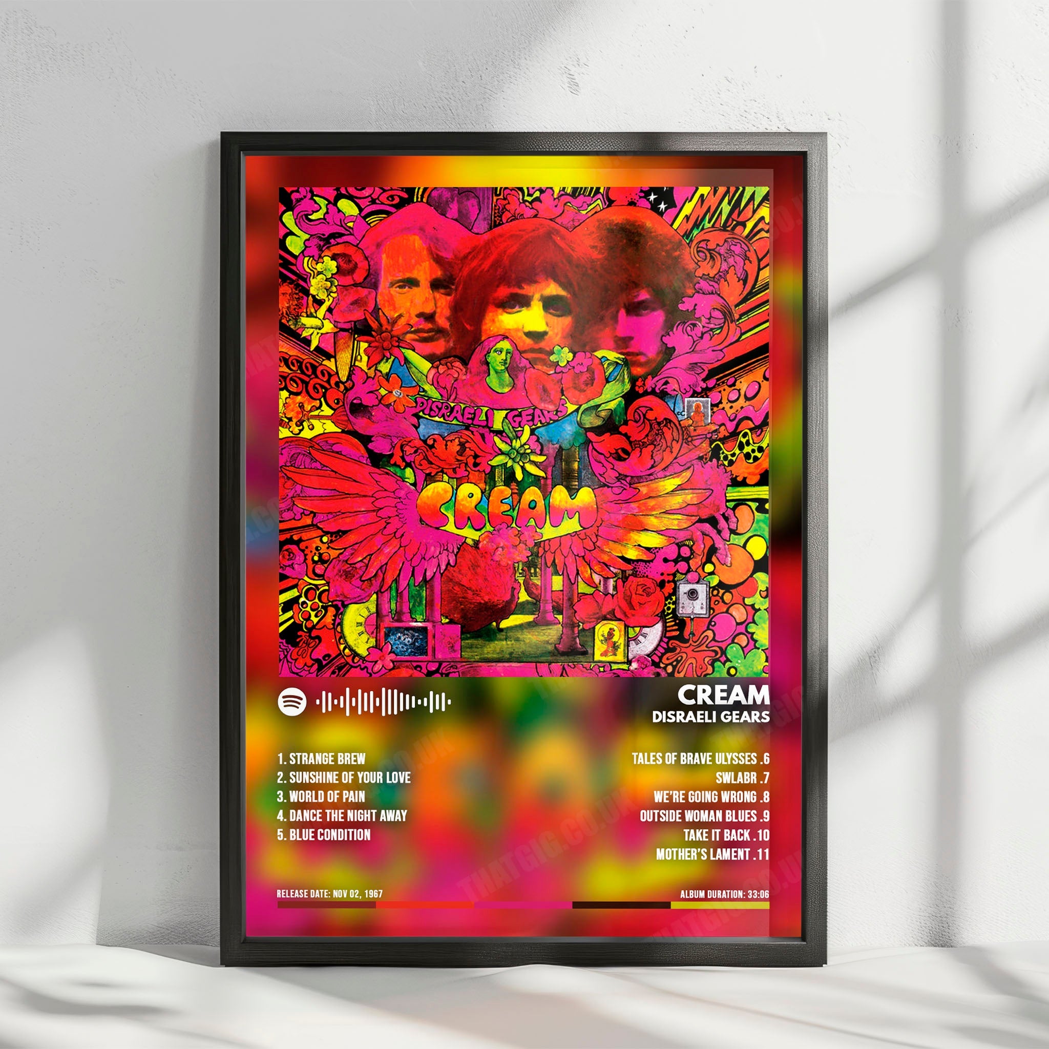 Cream "Disraeli Gears  " Album Cover Poster - with Complete Tracklist