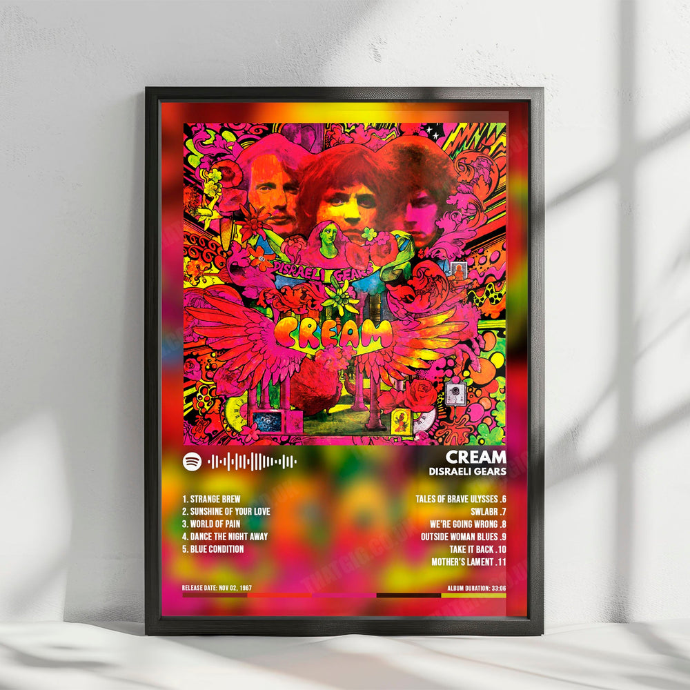 Cream "Disraeli Gears  " Album Cover Poster - with Complete Tracklist