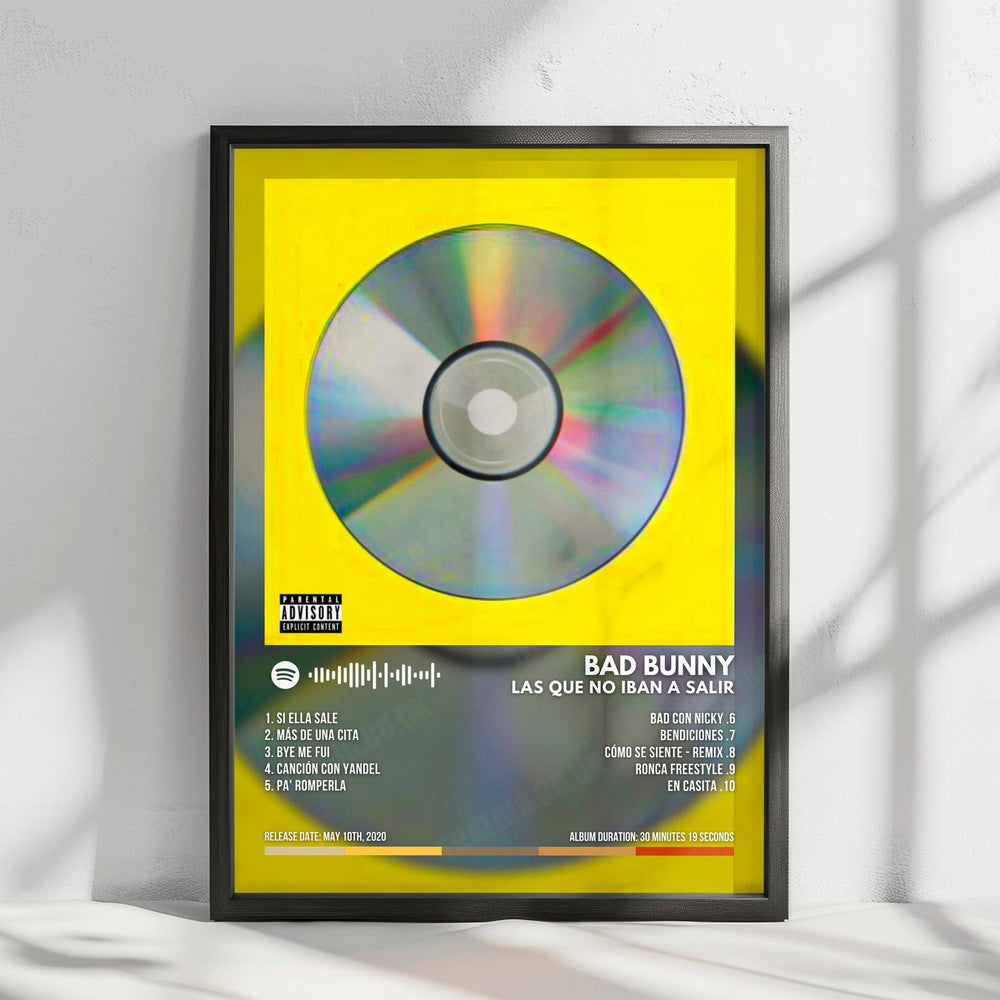 Bad Bunny "Las Que No Iban a Salir" Album Cover Poster - with Complete Tracklist