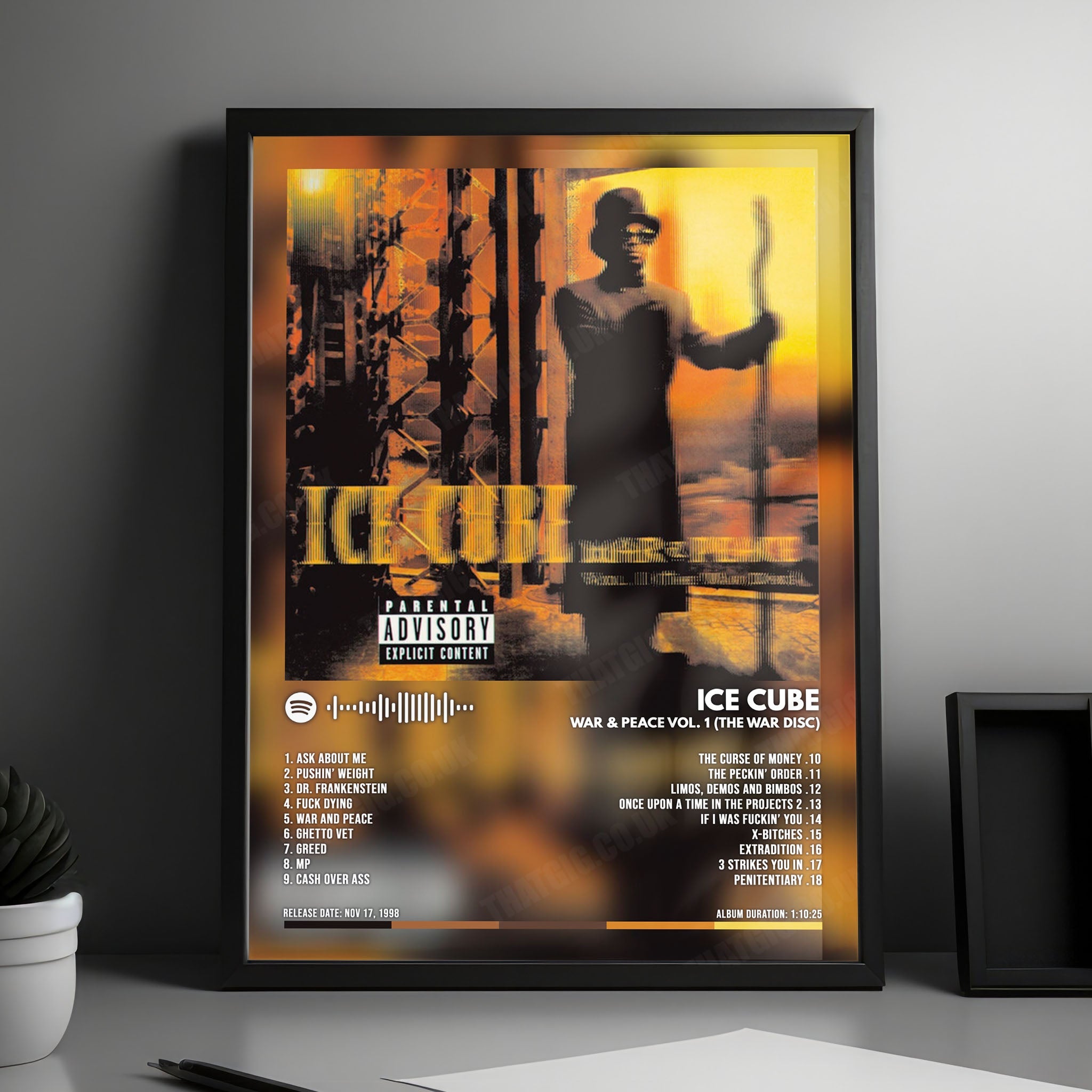 Ice Cube "War & Peace Vol. 1" Album Cover Poster - with Complete Tracklist
